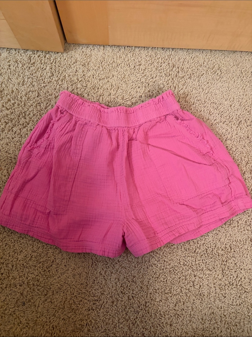 aerie Bright Pink High-Waist Elastic Shorts